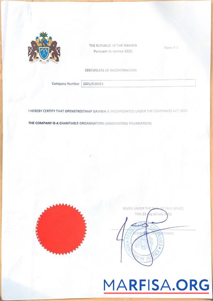 Realistic Gambia Certificate of Incorporation template